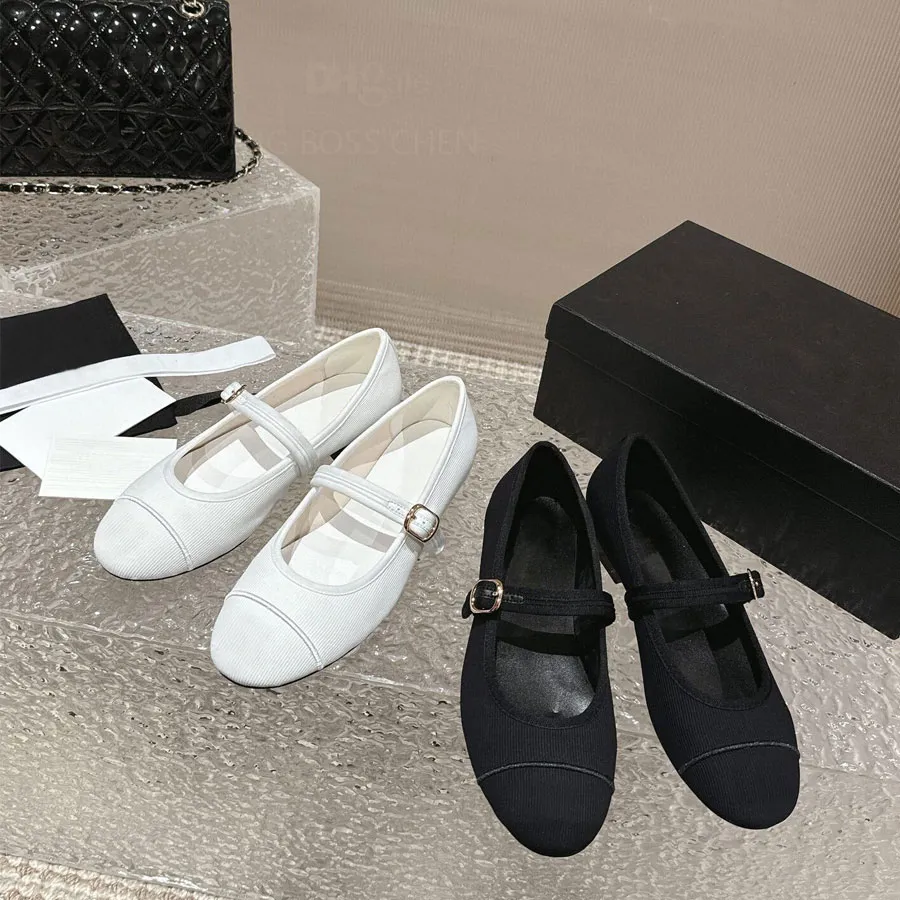Cloth Cover Mary Jane Flat Heel Buckle Strap Ballet Flat Shoes Loafers Womens Leather Outsole Luxury Designer Dress Shoes Dance Shoes Black White With Box From 65 47 DHgate