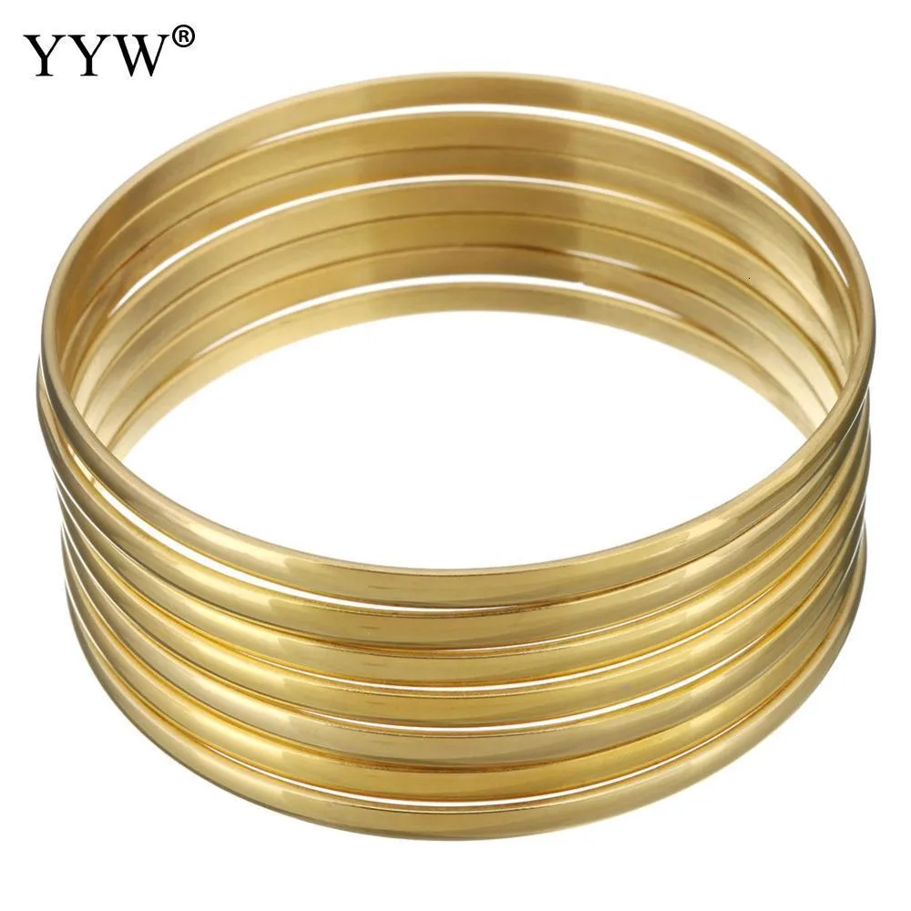 Bangle Fashion Roman style Stainless Steel Bangle gold color Lover Charm Bracelet for Women Brand Gold Wide Cuff Bangle 7PCsSet 230404