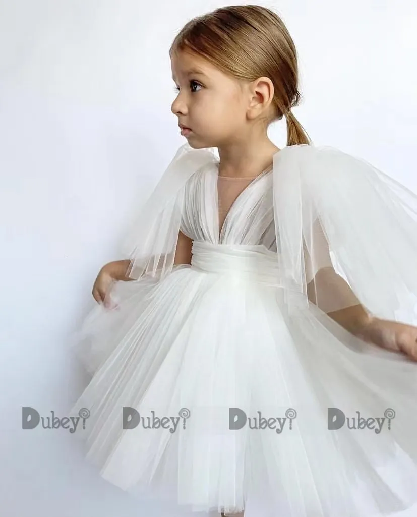 Girls Dresses Born Baby Birthday Dress for Toddlers Flower Wedding Vestido Baptism Ceremony Party Gown White Clothing 230406