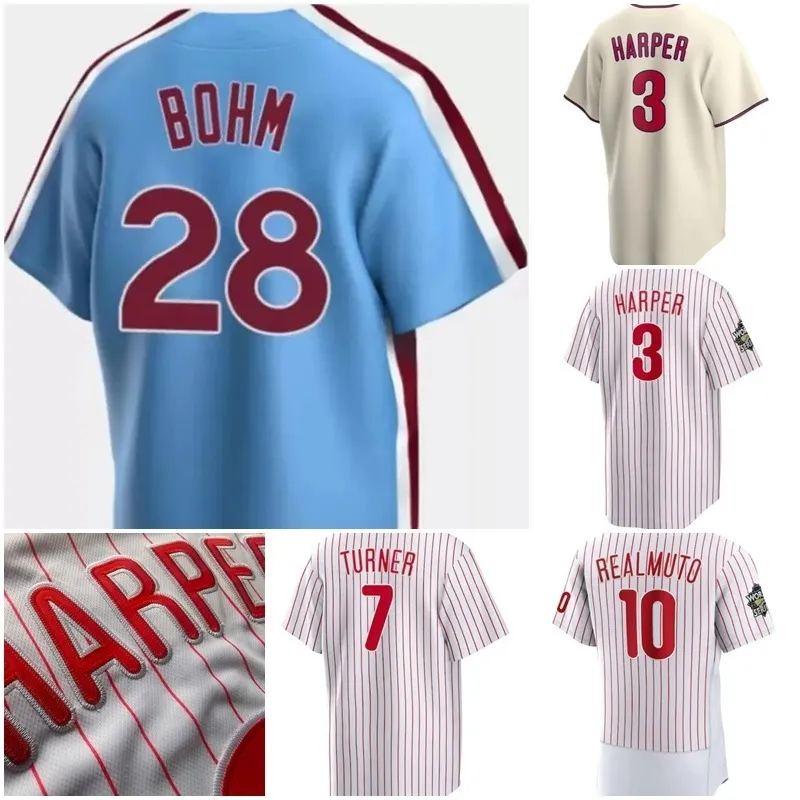 2023 Trea Turner Jersey de beisebol Bryce 3 Harper J. T. Realmuto 12 Kyle Schwarber Rhys Hoskins Aaron Nola Didi Gregorius Scott Kingery Nick Castellanos Homens Mulheres Juventude