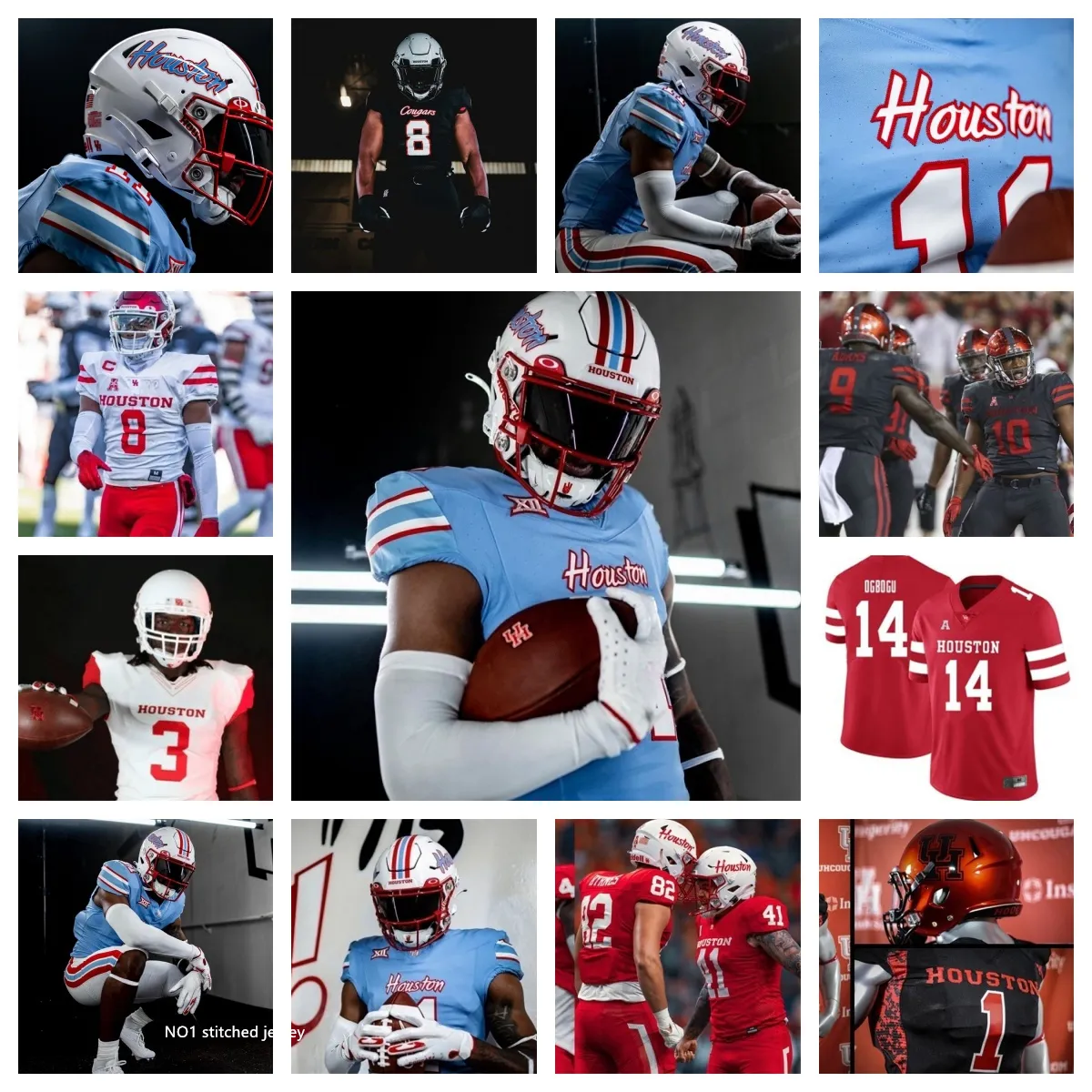 2023 NCAA Houston Cougars Fußballtrikot 36 Jalen Garner 41 Chris Pearson 19 Caleb McMickle 65 Cayden Bowie 21 Juwon Gaston 3 Jalen Emery 20 Antonio Brooks 0 Williams