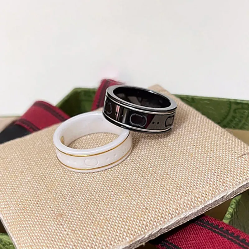 Fashion Ceramic Rings Luxury Couple Rings Women Men Fashion Jewelry Ring Classic Anniversary Gifts Birthday Present