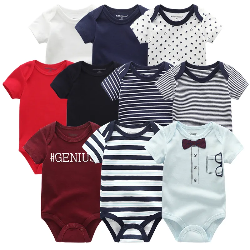 Rompers Baby 5pack Infantil Jumpsuit Boy Girls kläder Summer Högkvalitativ randig född ropa bebe kläder kostym 230406