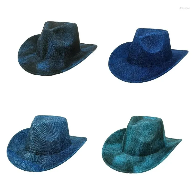 Baretten Volwassen Outdoor Ademende Cowboyhoed Grote Rand Fedora Vilt Zonbestendig Met Brede Gebogen