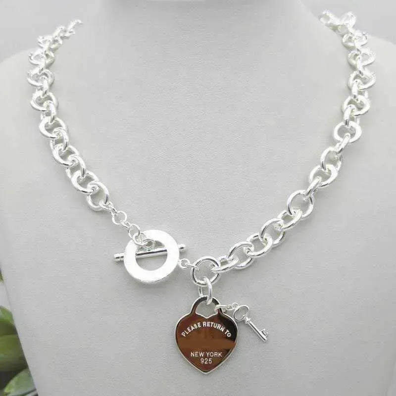 Designer vrouwen Sier TF Stijl Ketting S Sterling Sier Sleutel Hart Liefde Ei Merk Hanger Charme Nec H0918