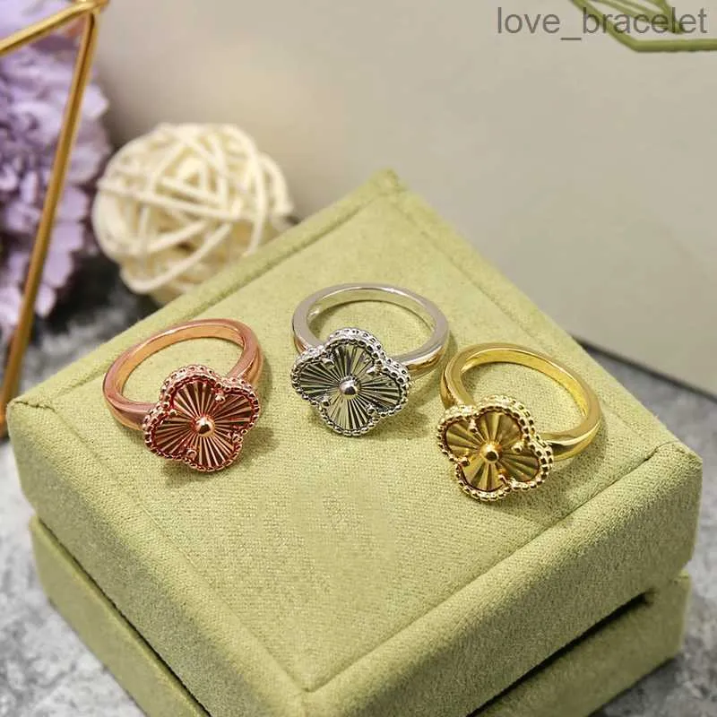 four leaf clover ring Natural Shell Gemstone Gold Plated 18K for woman designer T0P highest counter quality luxury classic style gift for girlfriend 003