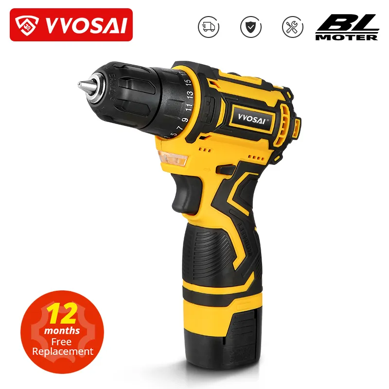 Electric Drill Vvosai 16V Max Brushless Cordless 32Nm Skruvmejsel 251 Momentinställningar 2SPEEDS MTSERIES Power Tools 230406