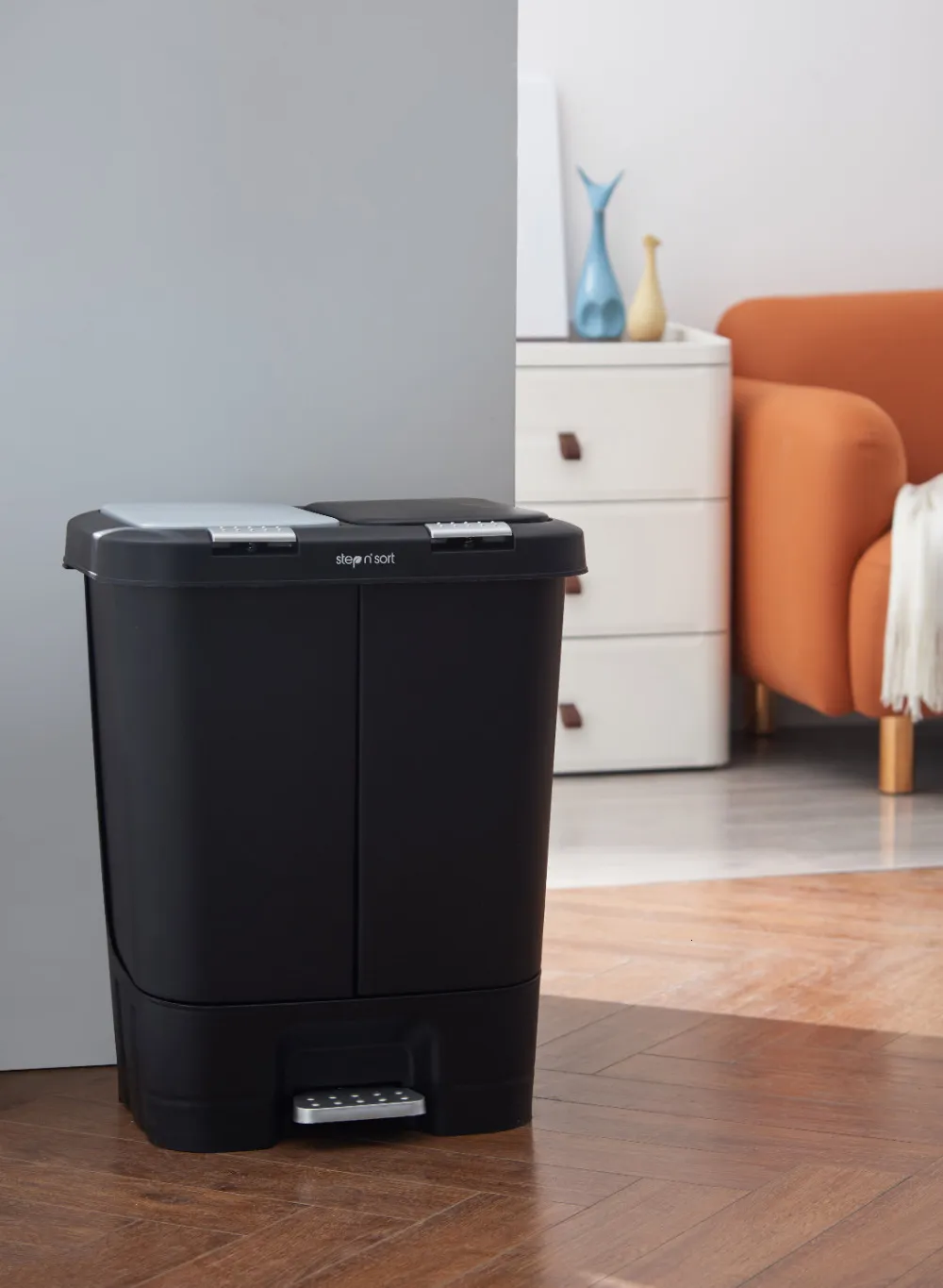 Waste Bins Dual Plastic Trash Can And Recycling Bin With Slow Closing Lid Black 11 Gallon Trash Can Kitchen Recycling Bin 230406 From 41 93 DHgate