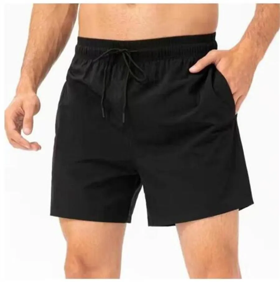 LL 2023designer lemons Men Yoga Sports Short Quick Dry LU Shorts With Back Pocket Mobile Phone Casual Running Gym Jogger Pant