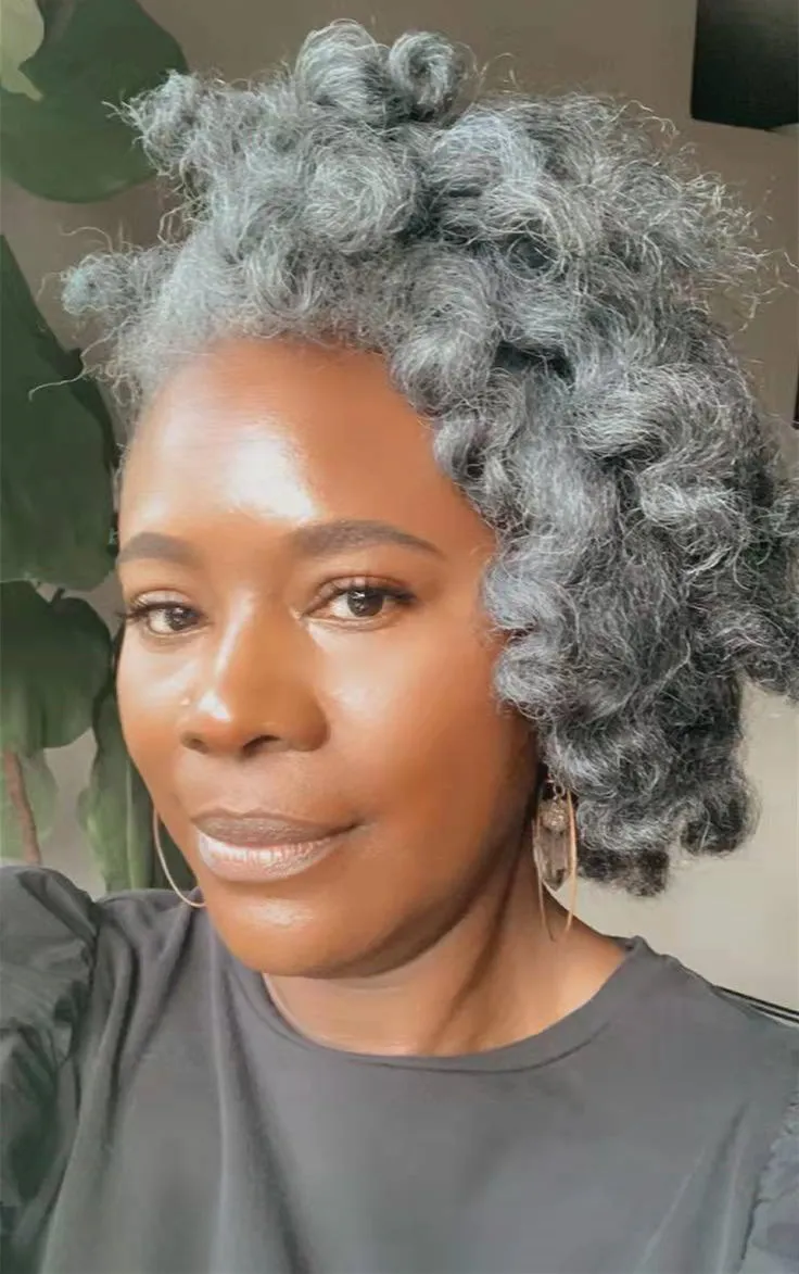 Gray Human Hair Wigs With Bang Fringe Salt And Pepper Silver Grey Wig Crochet Braids 14inch 150 density None Lace Machine Made Wigs Softly From SG 111.57 DHgate