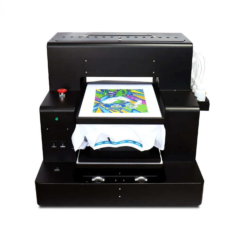 8-kleuren A3 Size DTG Printers R2000 Flatbed printers voor T-shirt, jeans, shirt, jecket, canvas tas, alle 50% katoenen stof