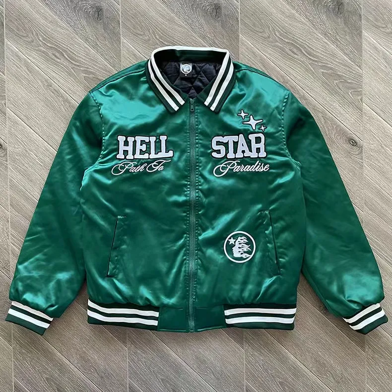 Hellstar Jacket Męska odzież wierzchnia star piekielna Paradise Road Bomber Kurtka zagęszczona płaszcz baseballowy haft haftowany bawełniany płaszcz męski i damski kurtki