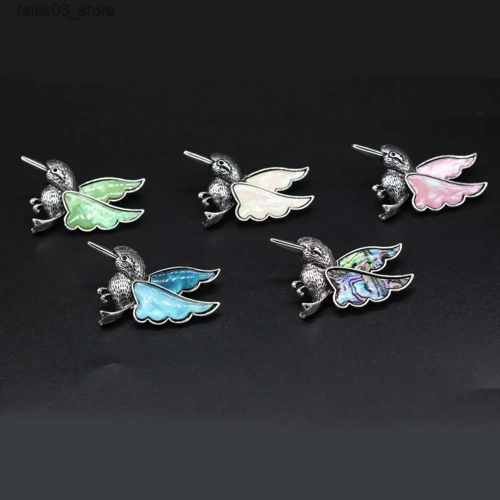Pins Broches 5 pièces coquille d'eau douce naturelle forme de colibri exquis broche pendentif pour la fabrication de bijoux bricolage boucle d'oreille collier accessoires Gif Q231107