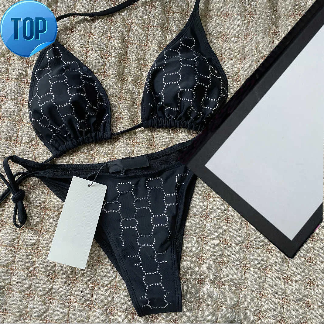 Damen Plus Size Bademode Designer Bikinis Frau zweiteiliger Bikini mit Buchstaben-Badeanzügen Kristall-Sommer-Strand-Luxus-Badeanzügen Dreipunkt-BadeanzugF