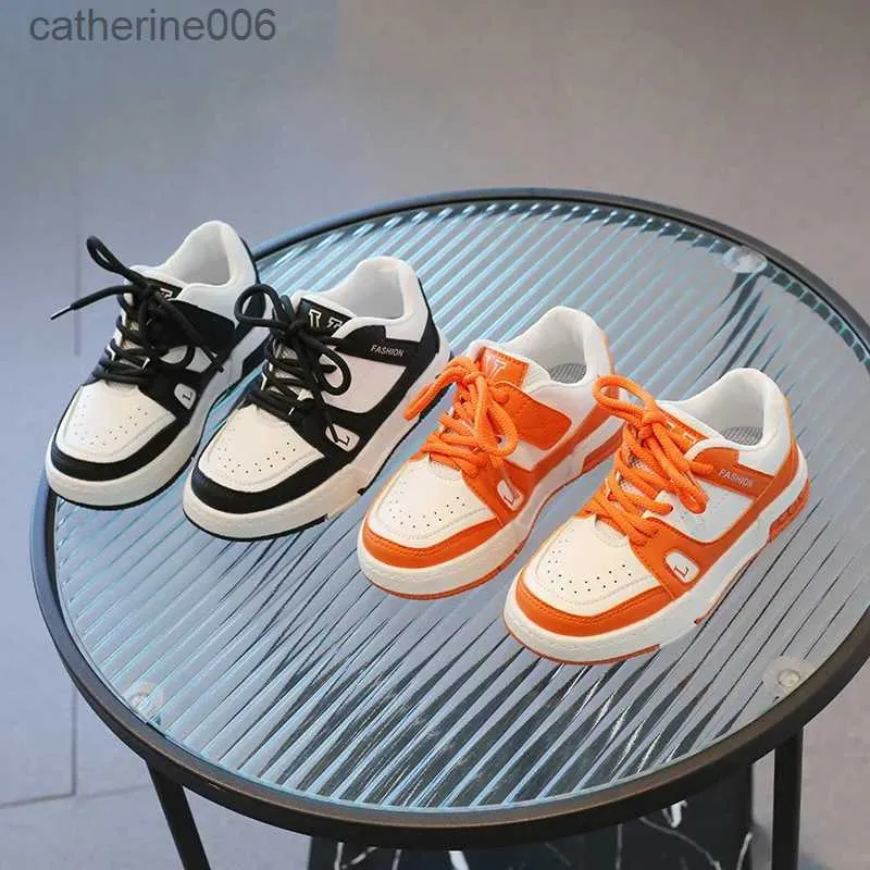 Sneakers Platform Buty sportowe Flat Kids Sneakers dla dziewcząt Tenis Spring Casual Lace Up Black Orange Boy Mash