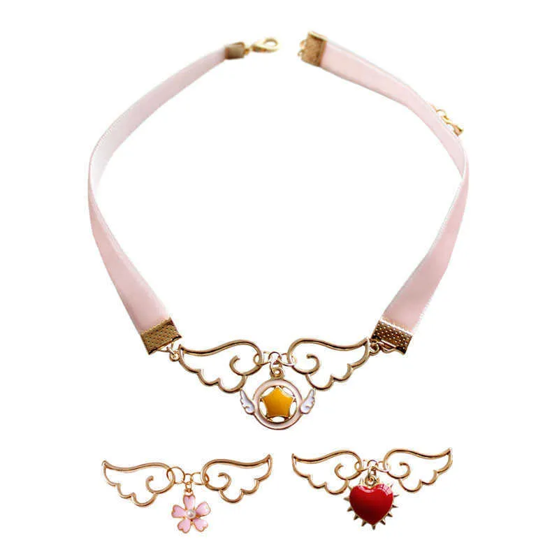 Qingdao Sweet Angel's Wings Red Love Collier de clavicule féminine en velours rose