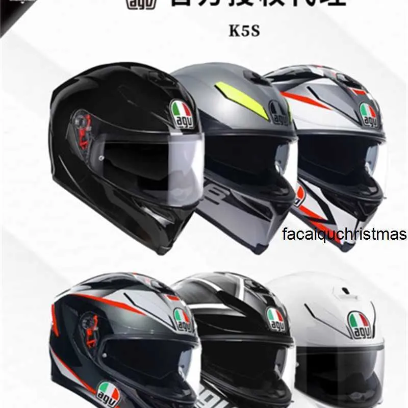 AGV Top Full Face Helmets Open Face Helmets Agv Motorcycle Helmet New K5s Mens and Womens Racing Four Seasons Dual Lens Full Helmet 3c Certified