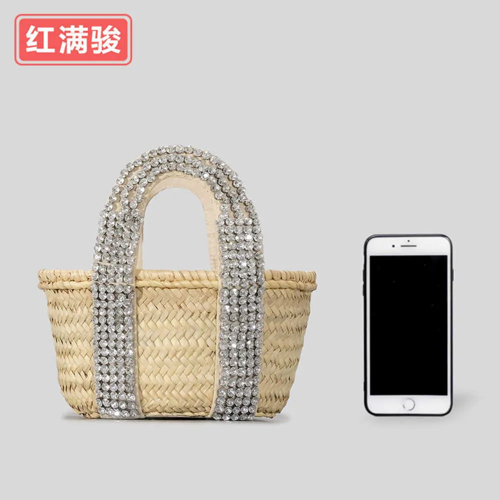 Ny handgjorda diamantstrånvävda väska för kvinnors landsbygdsgrönsaker Baskethandväska för strandsemesterhandväska 230406