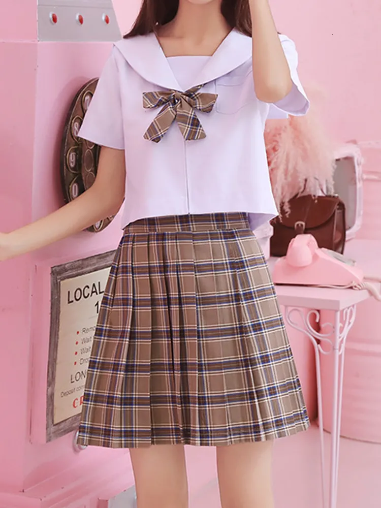 Röcke Kawaii Damen Mini Check Hohe Taille Plissee Ski Schwarz und Weiß Anime Gothic Lolita Mode Sommer Schuluniform Kleidung 230406