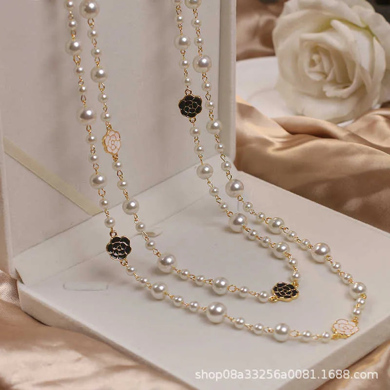 Necklaces Strands Strings Necklace Long Style Temperament Multi layered Fragrant Pearl Flower Sweater Chain Women's Korean Fashion Versatile Clothing Pendant