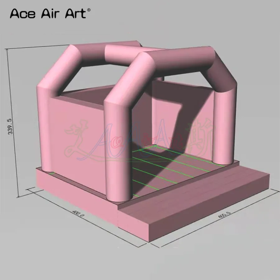 Anpassad rosa uppblåsbar bröllop bågad studshus som hoppar hoppslott för utomhusunderhållning/alla hjärtans dag