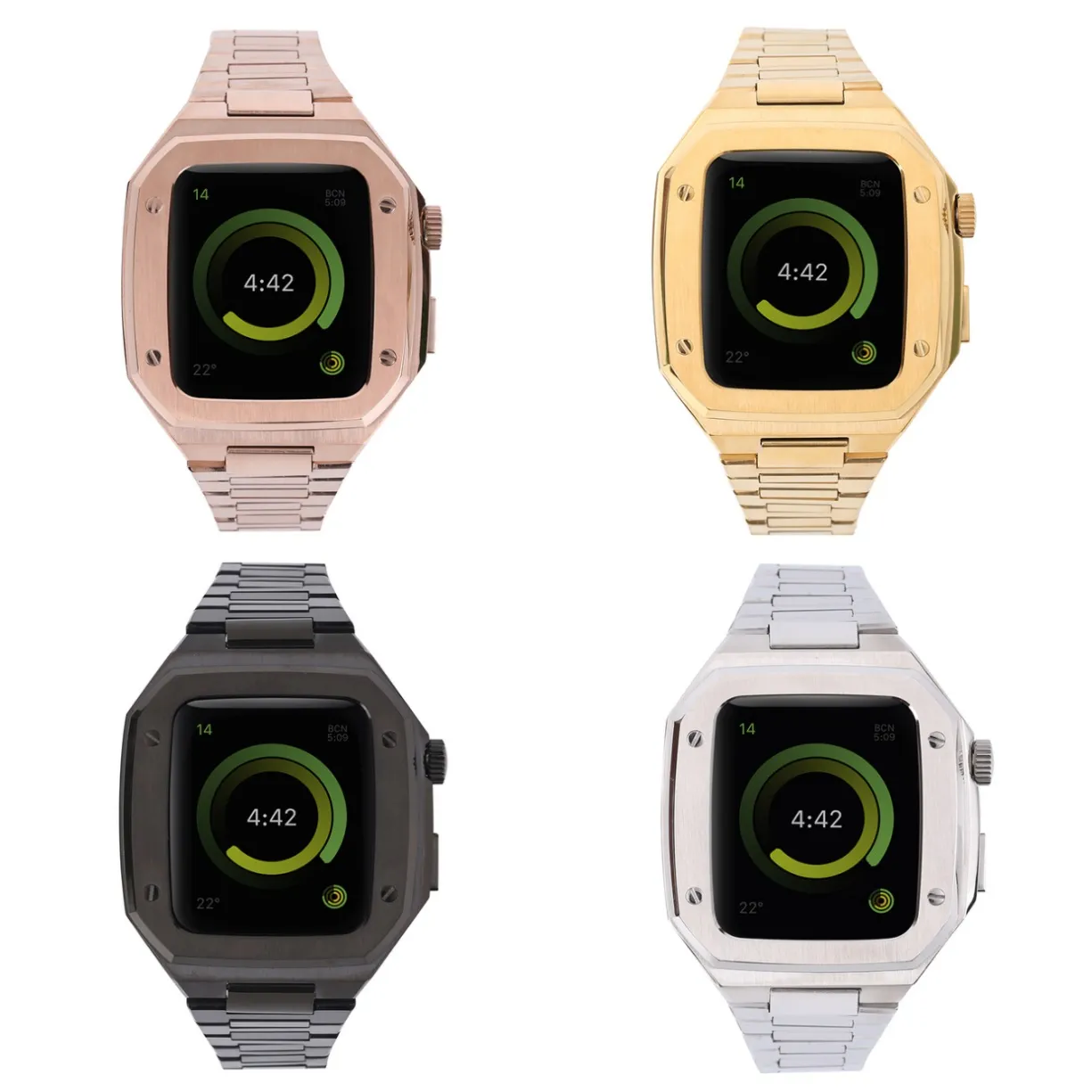 per Apple Watch Custodie di lusso Custodia protettiva in acciaio inossidabile resistente con armatura resistente Custodia protettiva per cinturino con cinturino iWatch 40mm 41mm