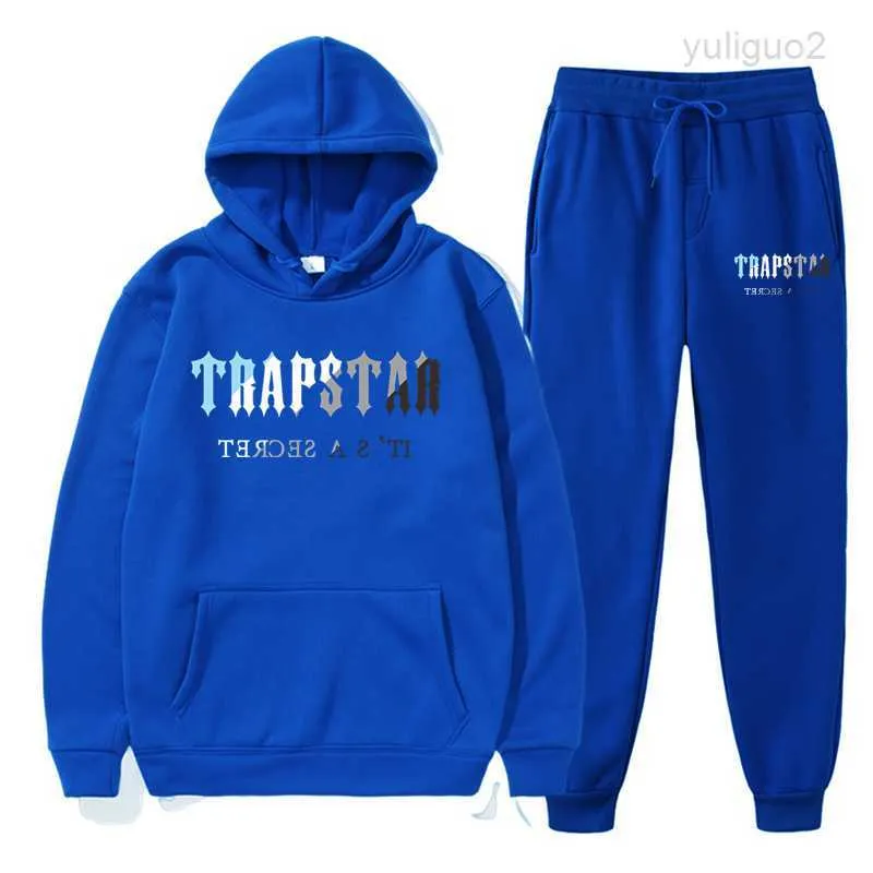 Tracki zwykłe zestawy Trapstar Tracksuit Autumn Winter Fashion Men Men Bluza Bluza i spodnie dresowe dwa kawałki odzież sportowa Mężczyzna 221208