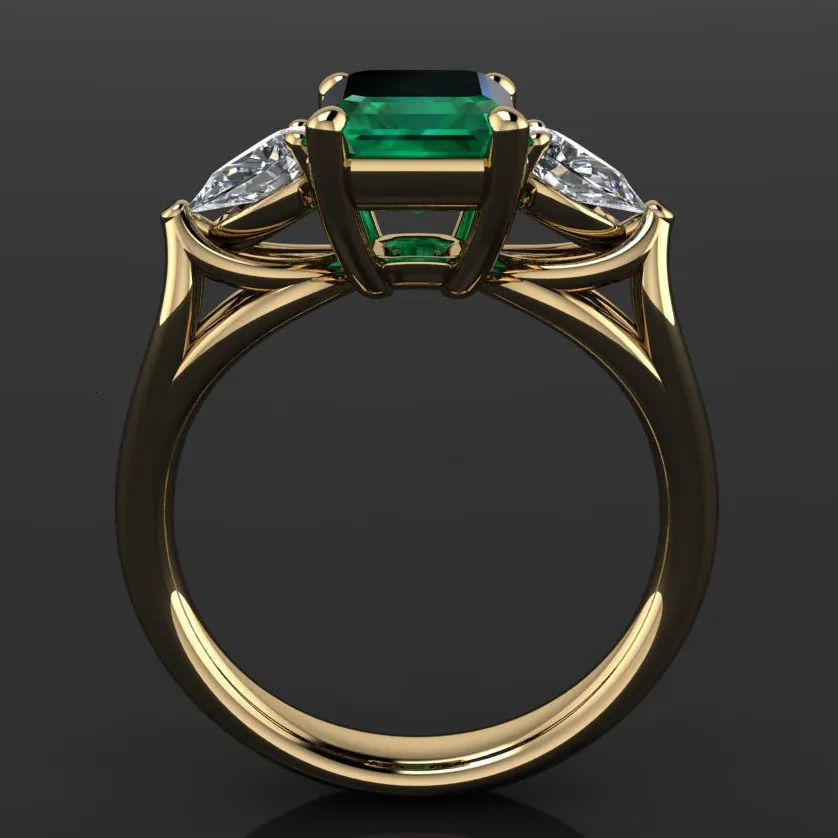 Pierścień Solitaire 14K Złota Biżuteria Zielona Szmaragdowa Pierścień dla kobiet Bague Diamant Bizuteria Anillos de Pure Szmaragdowy Kamień 14 -Klis Złota Pierścień dla kobiet 230404