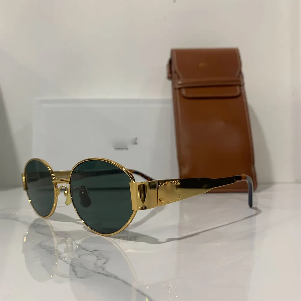 Triomphe Lady Oval Round Frame Sunglasses CL40235 With Gold Triomphe Lady Oval Round Frame Sunglasses CL40235 With Gold