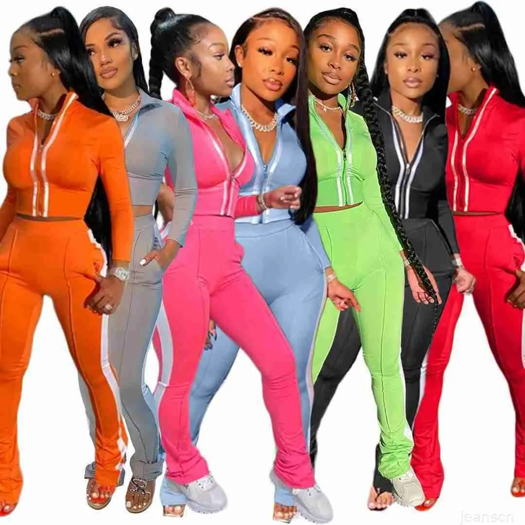 Designer 2023 pantalons Survêtement Femmes Deux Bandes À Manches Longues Ensembles 2 Pièce Tenues Bodycon Sports Set DHL