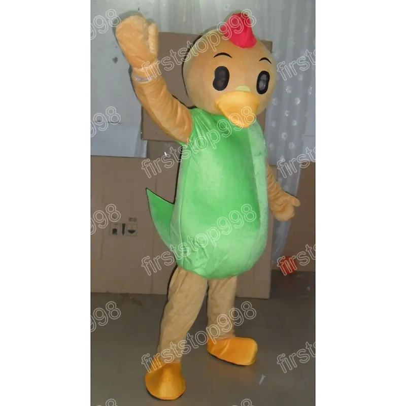 Costume de mascotte de poulet mignon d'Halloween, personnage de thème animé de dessin animé de haute qualité, taille adulte, fête de Noël, tenue de publicité extérieure