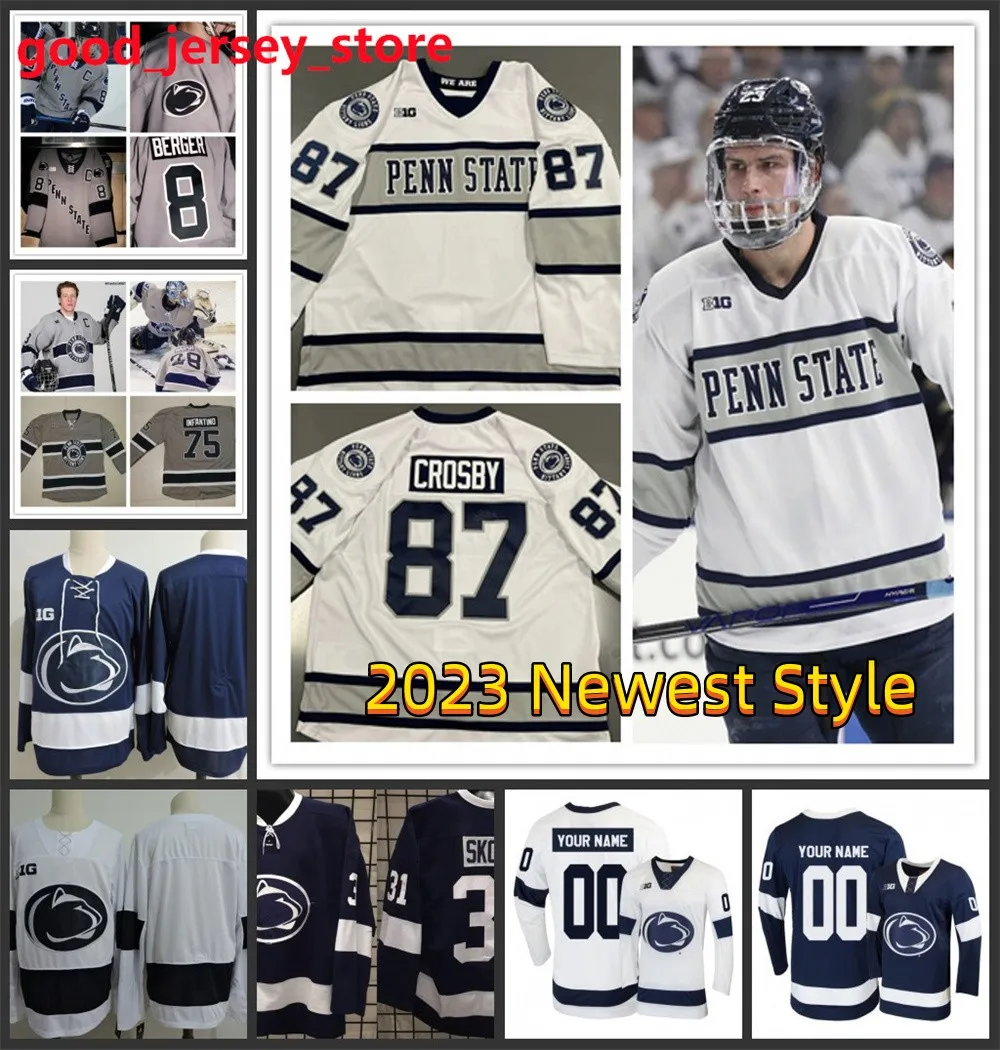 Penn State Nittany Lions Maglia da hockey Chase Berger Kevin Kerr 10 Brandon Biro 13 Nikita Pavlychev 3 Patrick Koudys Erik Autio Penn State Maglie cucite da uomo personalizzate