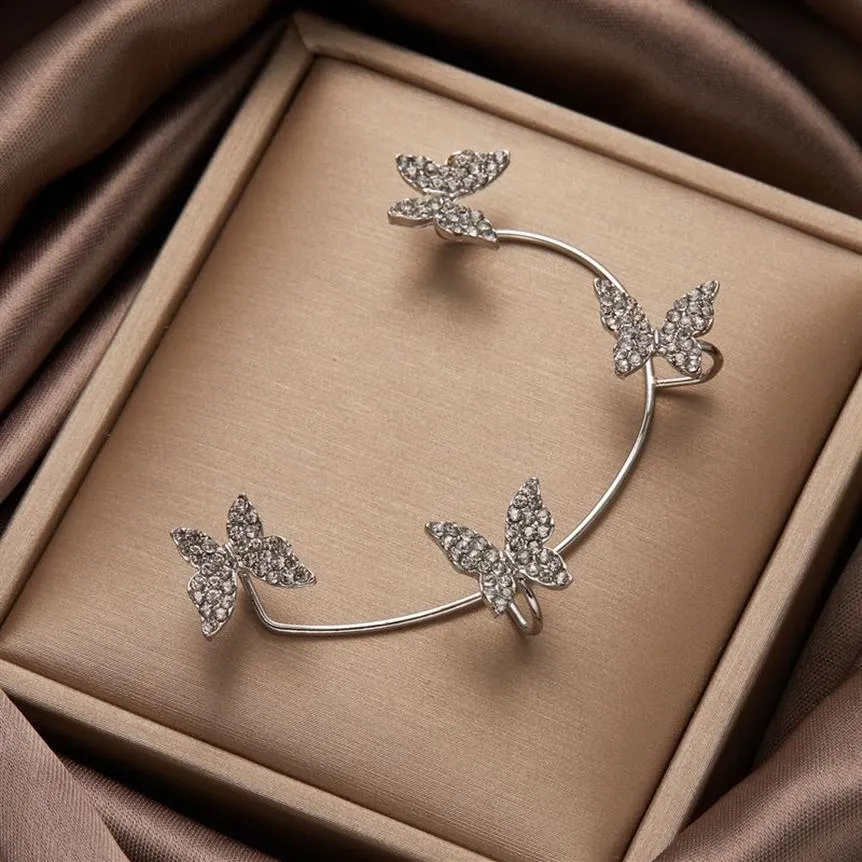 Boucles d'oreilles papillon en Zircon brillant pour femmes, sans Piercing, à la mode, Clip d'oreille, bijoux de mariage pour mariée, 2022, 234S