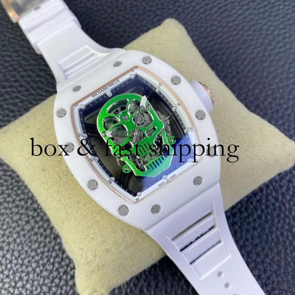 Ys Jb RM052-01 SUPERCLONE Active Tourbillon Montres Montre-bracelet Skull Designer Rm52 Diamant Creux Automatique Mechanica Ceramic479 Montres de luxe