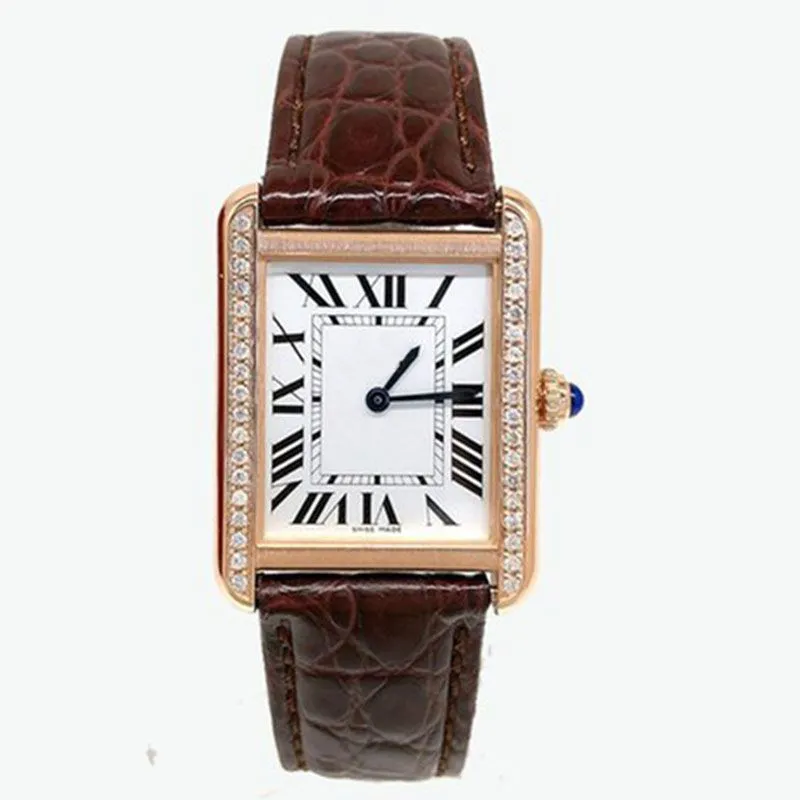 Luxury womens wrist watches tank watches for women quartz Diamond Rose Gold Platinum square face watches stainless steel ladies elegant gift for lady