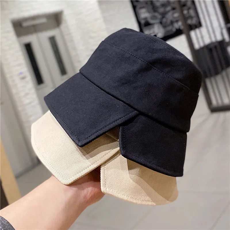 Summer Casual Bucket Hat 100% Cotton Double Side Slit Fisherman Hat Men Women Solid Color Reversible Panama Cap HCS294