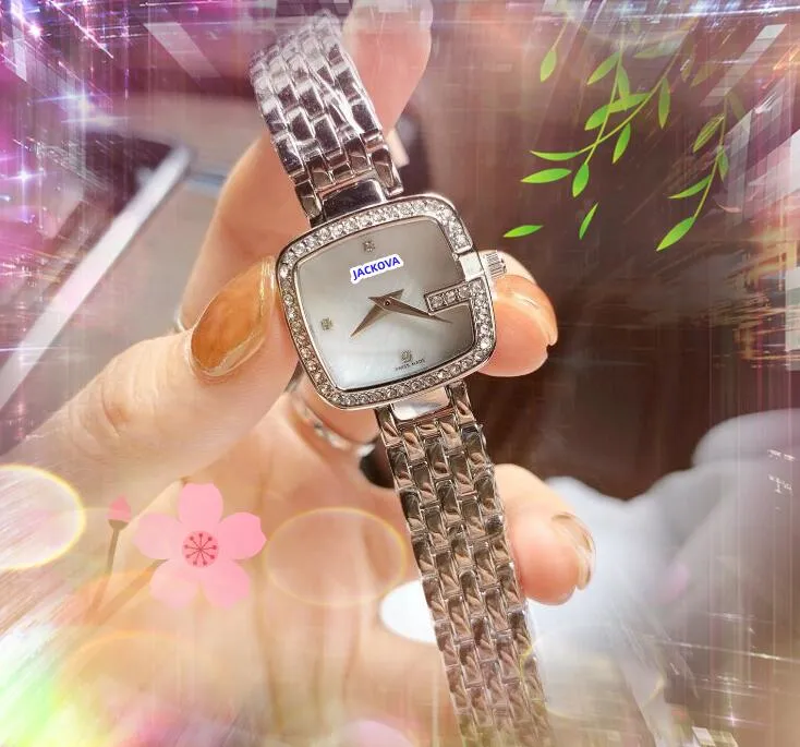 G Bee Square Reloj de cuarzo de diseñador famoso para mujer Reloj clásico con anillo de diamantes de acero inoxidable Reloj de pulsera con cadena súper brillante a prueba de agua Reloj Hombre regalos
