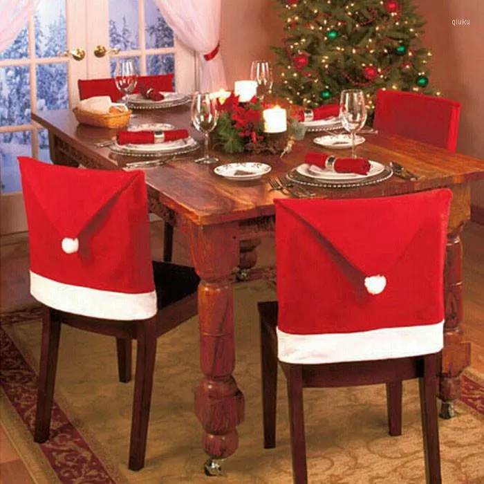 Christmas Decorations 2023 200pc Santa Hat Chair Covers Decor Dinner Xmas Cap Sets Wholesales