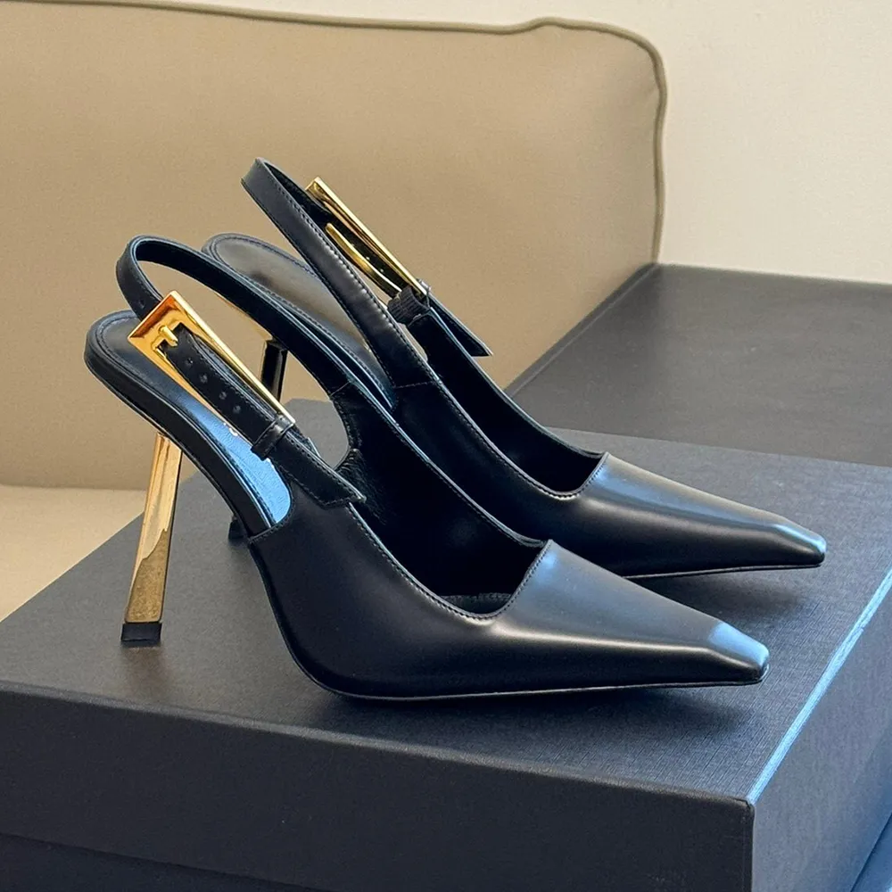 VIP【送料関税込】RgerVivier BUCKLE LEATHER SLINGBACK PUMPS Wholesale Luxury Leather Slingback Pumps With Stiletto