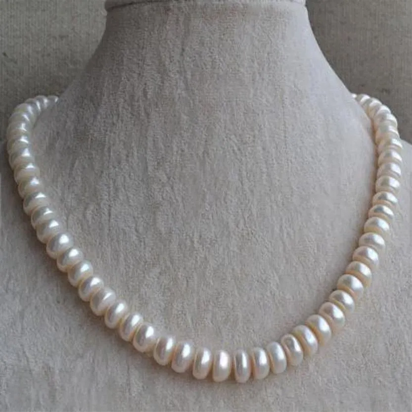 Genuine Pearl Jewellery 17inches White Color Real Freshwater Pearl Necklace 9 5-10 5mm Big Size Woman Jewelry3211