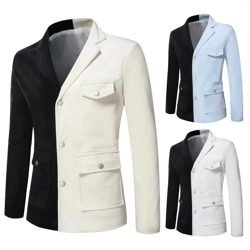 Trajes para hombres DYBZACQ 2023 Chaqueta de traje de lana Empalme de dos colores Anfitrión Hombres de negocios Blazer Slim Fit