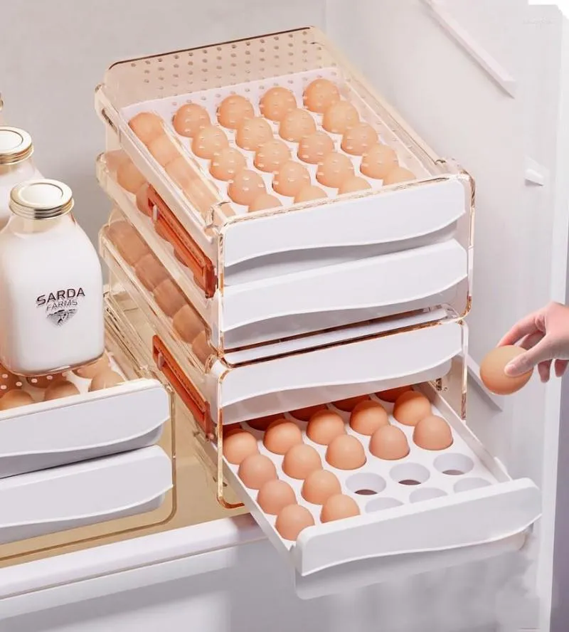 Garrafas de armazenamento Caixa de ovos do tipo gaveta para recipiente de cozinha em casa de geladeira