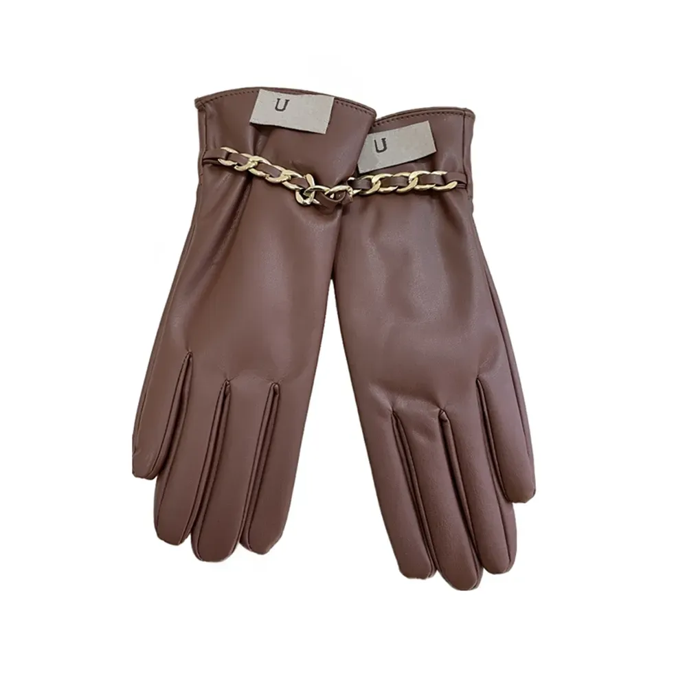 Womens Designer Gloves Classic Vintage Glove Winter Warm Brand Outdoor Riding Ski Glove Black Women Sexy Chain Gloves 2023