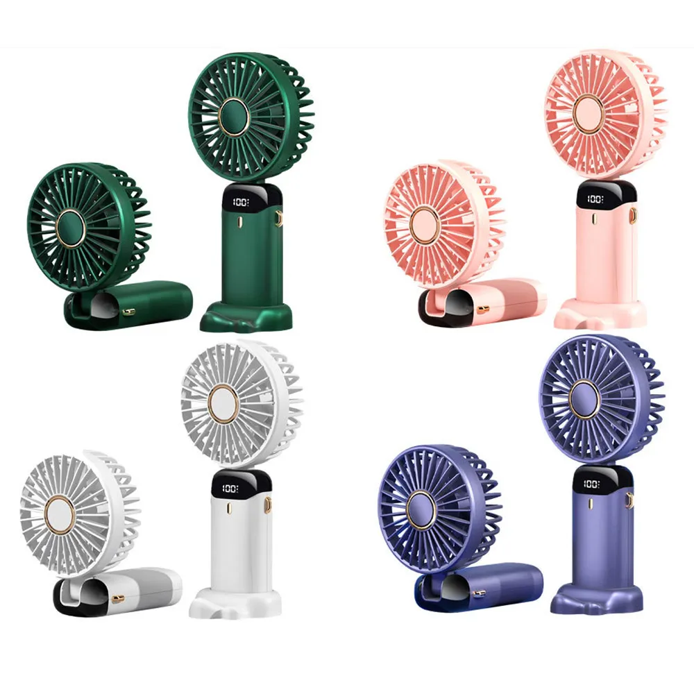 Portable Handheld Fan Cooling Rechargeable 4000mah Table Handle Electric Stand Desk USB Handheld Portable Mini Fans Led Light display