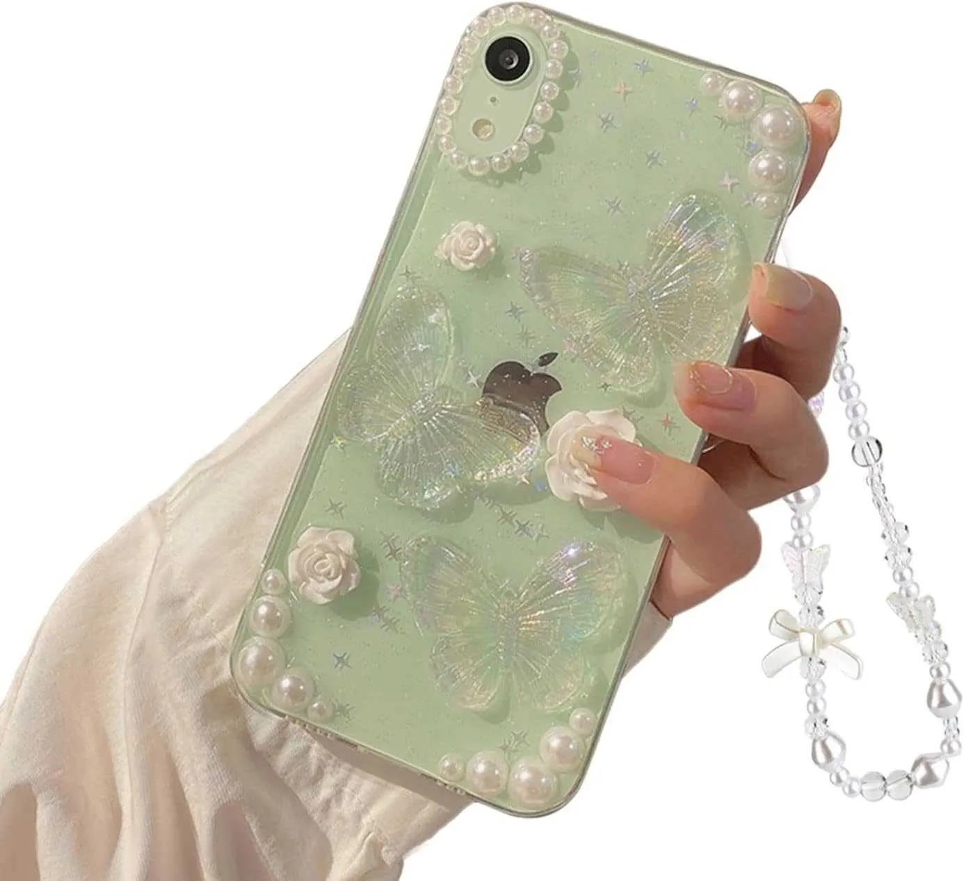 Designer Telefonfodral Transparent telefonfodral Apple 13 Rose 12 Butterfly Pearl Ins Fine Glitter Reverie 6KGQN