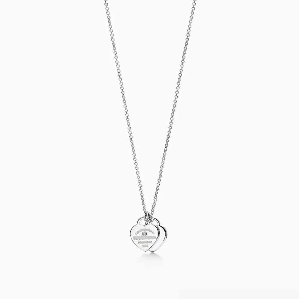 Tiffancy Necklace Designer Classic Tiffanybracelet S925 Sterling Silver Double Plate Pendant With Drip Lim Diamond Plated Heart Necklace Tiffanyset Fashion 3 69