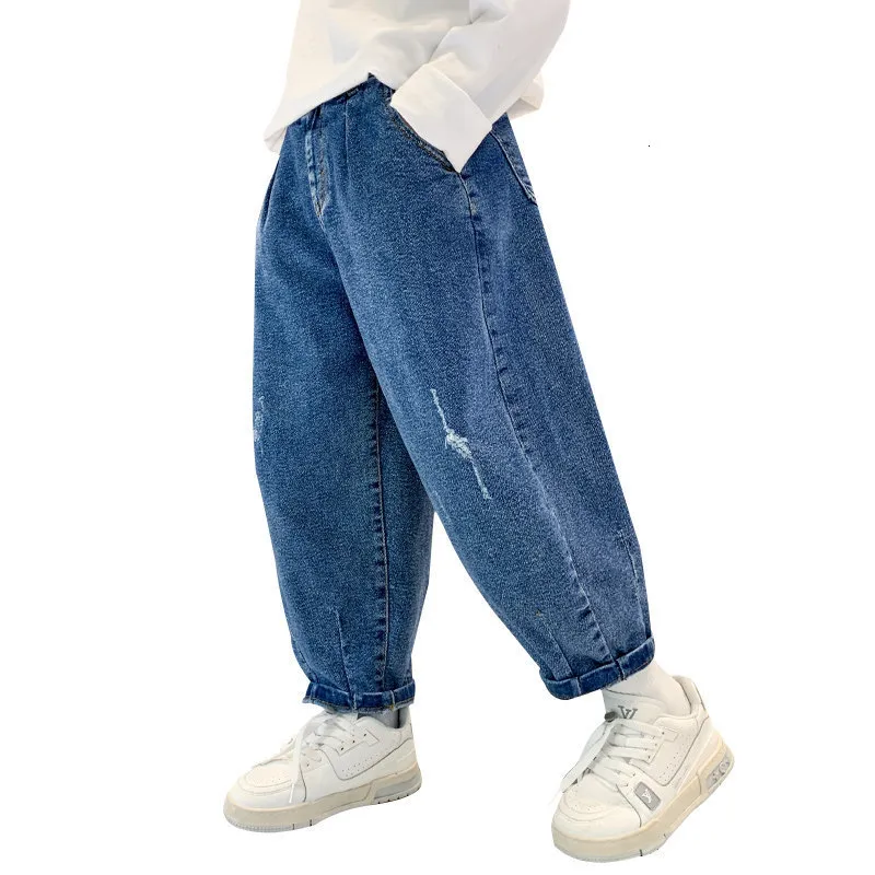Jeans Bambini Ragazzi Jeans Blu Elastico In Vita Pantaloni In