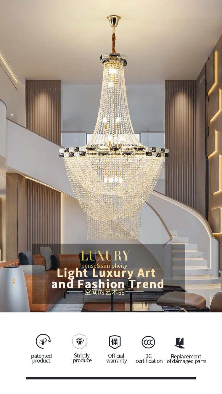Lampe à pendentif cristal Chine lumière intérieure salle à manger moderne  de l'hôtel Décoration suspension laiton plafond lumineux Luxury Crystal  lustre - Chine Lustre en cristal, lustre en cristal