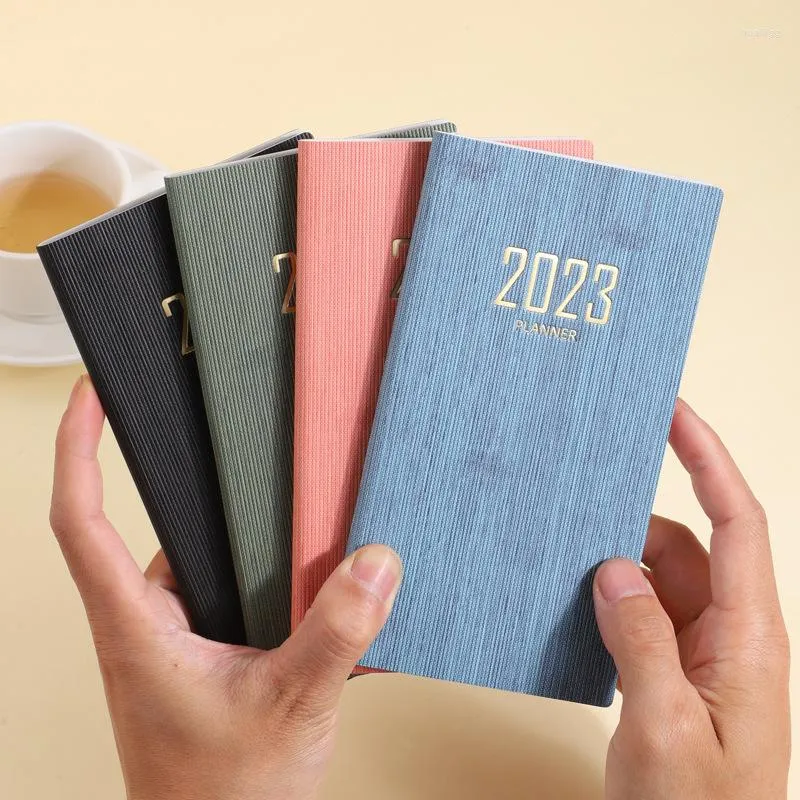 ポータブルスケジュールBook A6 Daily Journal Time Management 365 Days2023 Planner Notebook PU Coverオーガナイザーノートパッド日記