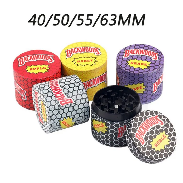 Backwoods moedores liga de zinco fumar erva moedor de tabaco colorido triturador máquina de cigarro 40mm 50mm 55mm 63mm para cortar erva seca de especiarias de tabaco